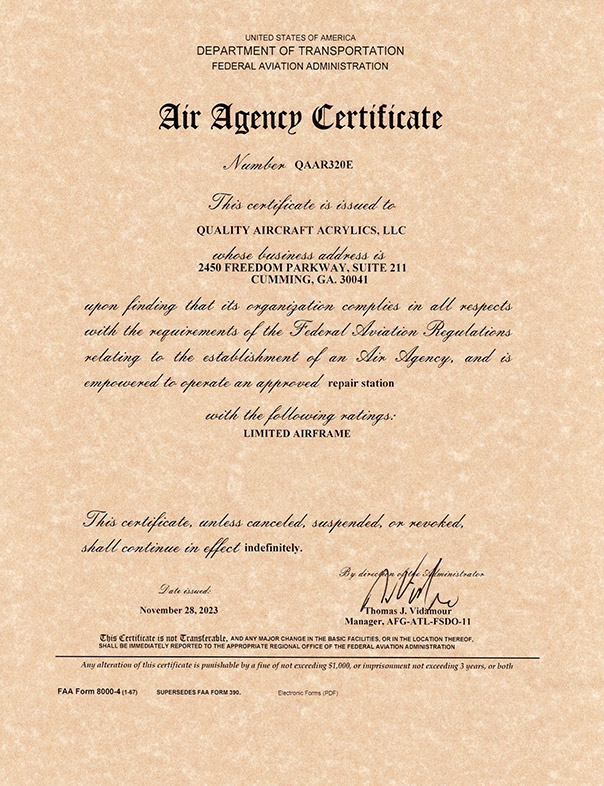 QAA-Air-Agency-145-Certificate